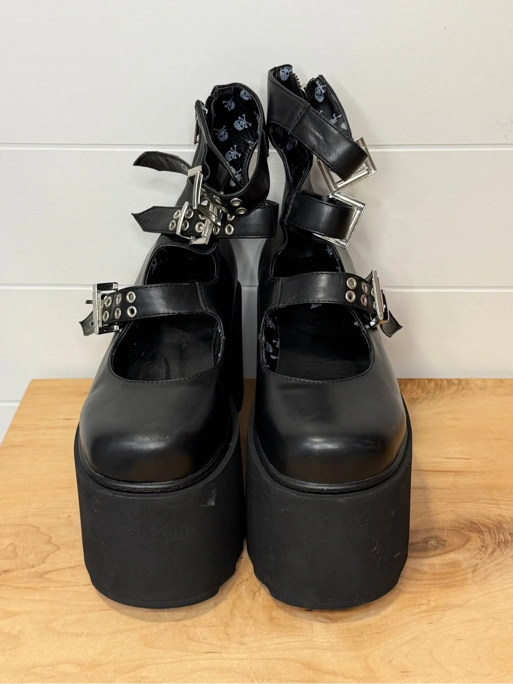 Lamoda Gothic Triple-Strap Chunky Platform Shoes - Black